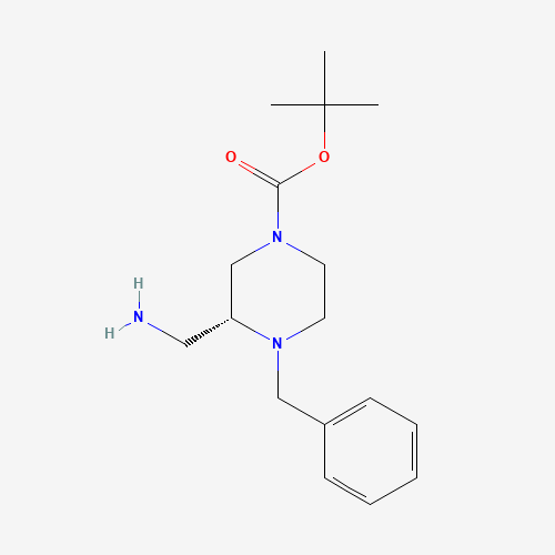tert-butyl (3R)-3-(aminomethyl)-4-benzylpiperazine-1-carboxylate (CAS: 1041399-53-4) - Chemical Structure and Molecular Formula 