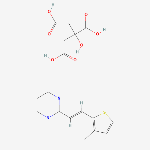 2-hydroxypropane-1,2,3-tricarboxylic acid;1-methyl-2-[(E)-2-(3-methylthiophen-2-yl)ethenyl]-5,6-dihydro-4H-pyrimidine (CAS: 69525-81-1) - Chemical Structure and Molecular Formula 