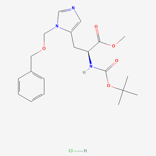 methyl (2S)-2-[(2-methylpropan-2-yl)oxycarbonylamino]-3-[3-(phenylmethoxymethyl)imidazol-4-yl]propanoate;hydrochloride (CAS: 83468-80-8) - Chemical Structure and Molecular Formula 