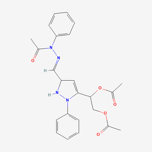 [2-acetyloxy-2-[5-[(E)-[acetyl(phenyl)hydrazinylidene]methyl]-2-phenyl-1,5-dihydropyrazol-3-yl]ethyl] acetate (CAS: 103405-38-5) - Chemical Structure and Molecular Formula 