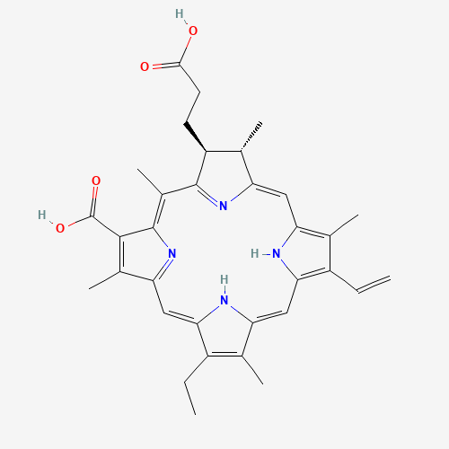 (17S,18S)-18-(2-carboxyethyl)-12-ethenyl-7-ethyl-3,8,13,17,20-pentamethyl-17,18,22,23-tetrahydroporphyrin-2-carboxylic acid (CAS: 550-52-7) - Chemical Structure and Molecular Formula 