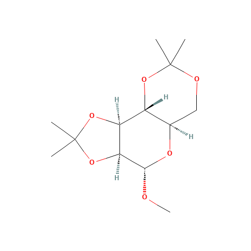 (3aS,4S,5aR,9aR,9bS)-4-methoxy-2,2,8,8-tetramethyl-3a,4,5a,6,9a,9b-hexahydro-[1,3]dioxolo[2,3]pyrano[2,4-d][1,3]dioxine (CAS: 50705-56-1) - Related Chemical Product