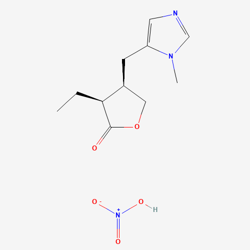 (3S,4R)-3-ethyl-4-[(3-methylimidazol-4-yl)methyl]oxolan-2-one;nitric acid (CAS: 148-72-1) - Chemical Structure and Molecular Formula 