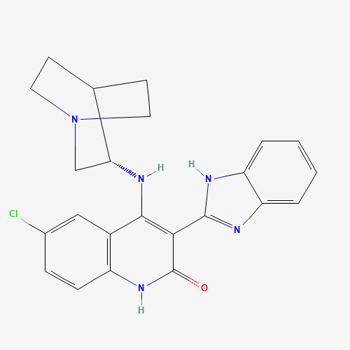 4-[[(3S)-1-azabicyclo[2.2.2]octan-3-yl]amino]-6-chloro-3-(1,3-dihydrobenzimidazol-2-ylidene)quinolin-2-one (CAS: 405168-58-3) - Related Chemical Product