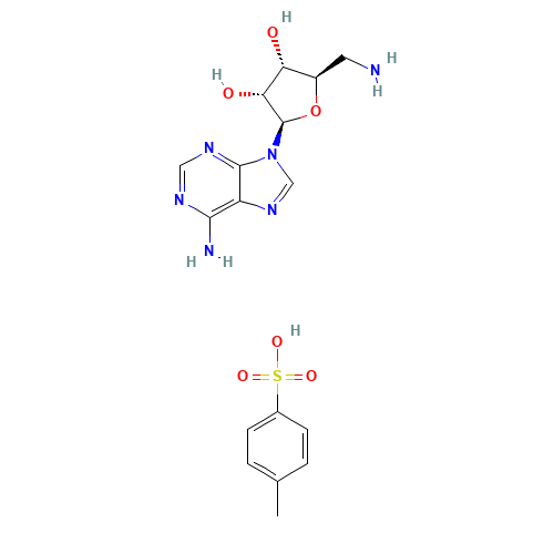 (2R,3S,4R,5R)-2-(aminomethyl)-5-(6-aminopurin-9-yl)oxolane-3,4-diol;4-methylbenzenesulfonic acid (CAS: 81090-75-7) - Chemical Structure and Molecular Formula 