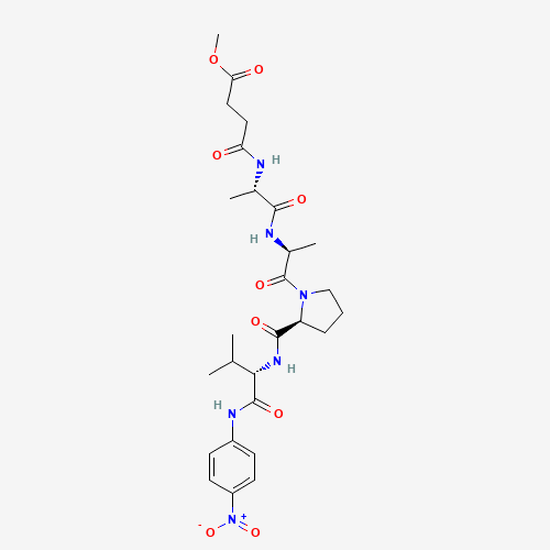 methyl 4-[[(2S)-1-[[(2S)-1-[(2S)-2-[[(2S)-3-methyl-1-(4-nitroanilino)-1-oxobutan-2-yl]carbamoyl]pyrrolidin-1-yl]-1-oxopropan-2-yl]amino]-1-oxopropan-2-yl]amino]-4-oxobutanoate (CAS: 70967-90-7) - Chemical Structure and Molecular Formula 