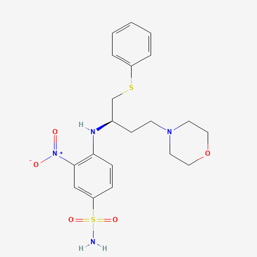 4-[[(2R)-4-morpholin-4-yl-1-phenylsulfanylbutan-2-yl]amino]-3-nitrobenzenesulfonamide (CAS: 872866-28-9) - Chemical Structure and Molecular Formula 