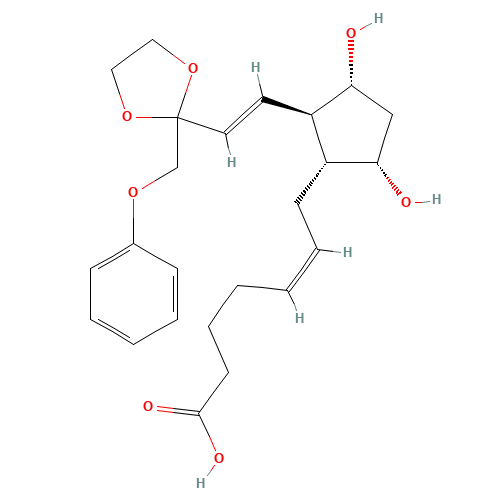 (Z)-7-[(1R,2R,3R,5S)-3,5-dihydroxy-2-[(E)-2-[2-(phenoxymethyl)-1,3-dioxolan-2-yl]ethenyl]cyclopentyl]hept-5-enoic acid (CAS: 59619-81-7) - Chemical Structure and Molecular Formula 
