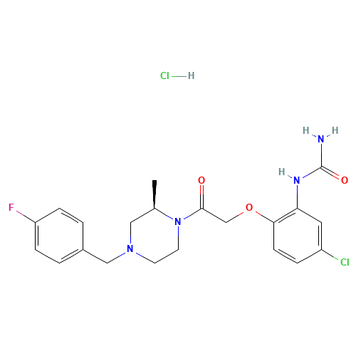 [5-chloro-2-[2-[(2R)-4-[(4-fluorophenyl)methyl]-2-methylpiperazin-1-yl]-2-oxoethoxy]phenyl]urea;hydrochloride (CAS: 288262-96-4) - Related Chemical Product