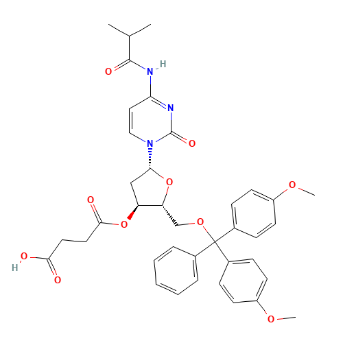 4-[(2R,3S,5R)-2-[[bis(4-methoxyphenyl)-phenylmethoxy]methyl]-5-[4-(2-methylpropanoylamino)-2-oxopyrimidin-1-yl]oxolan-3-yl]oxy-4-oxobutanoic acid (CAS: 130150-82-2) - Related Chemical Product