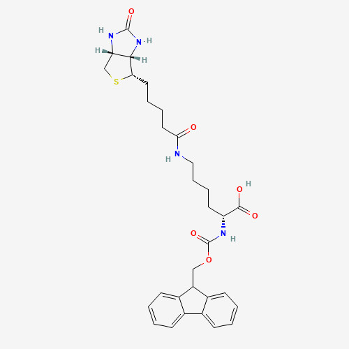 (2R)-6-[5-[(3aS,4S,6aR)-2-oxo-1,3,3a,4,6,6a-hexahydrothieno[3,4-d]imidazol-4-yl]pentanoylamino]-2-(9H-fluoren-9-ylmethoxycarbonylamino)hexanoic acid (CAS: 110990-09-5) - Related Chemical Product