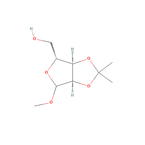 [(3aR,6R,6aR)-4-methoxy-2,2-dimethyl-3a,4,6,6a-tetrahydrofuro[3,4-d][1,3]dioxol-6-yl]methanol (CAS: 72402-14-3) - Chemical Structure and Molecular Formula 