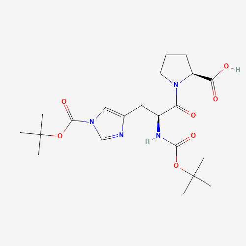 (2S)-1-[(2S)-2-[(2-methylpropan-2-yl)oxycarbonylamino]-3-[1-[(2-methylpropan-2-yl)oxycarbonyl]imidazol-4-yl]propanoyl]pyrrolidine-2-carboxylic acid (CAS: 158211-50-8) - Related Chemical Product