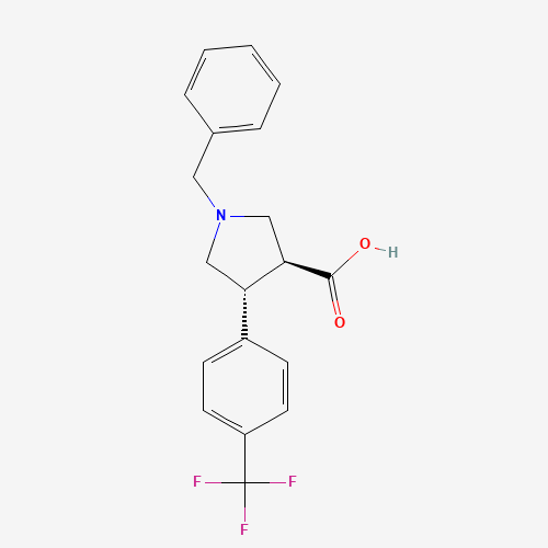 (3S,4R)-1-benzyl-4-[4-(trifluoromethyl)phenyl]pyrrolidine-3-carboxylic acid (CAS: 1263281-88-4) - Chemical Structure and Molecular Formula 