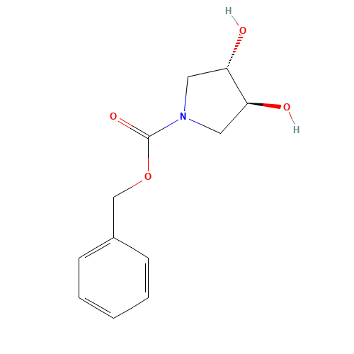 benzyl (3S,4S)-3,4-dihydroxypyrrolidine-1-carboxylate (CAS: 596793-30-5) - Chemical Structure and Molecular Formula 