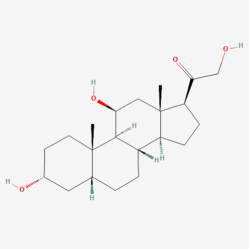 1-[(3R,5R,8S,9S,10S,11S,13S,14S,17S)-3,11-dihydroxy-10,13-dimethyl-2,3,4,5,6,7,8,9,11,12,14,15,16,17-tetradecahydro-1H-cyclopenta[a]phenanthren-17-yl]-2-hydroxyethanone (CAS: 68-42-8) - Chemical Structure and Molecular Formula 