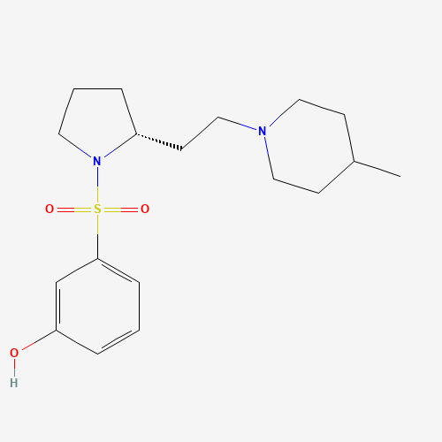 3-[(2R)-2-[2-(4-methylpiperidin-1-yl)ethyl]pyrrolidin-1-yl]sulfonylphenol (CAS: 201038-74-6) - Chemical Structure and Molecular Formula 