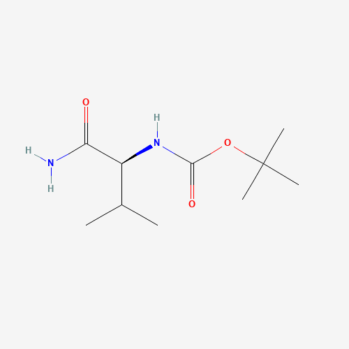 tert-butyl N-[(2S)-1-amino-3-methyl-1-oxobutan-2-yl]carbamate (CAS: 35150-08-4) - Chemical Structure and Molecular Formula 