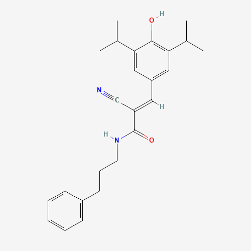 (E)-2-cyano-3-[4-hydroxy-3,5-di(propan-2-yl)phenyl]-N-(3-phenylpropyl)prop-2-enamide (CAS: 168835-82-3) - Chemical Structure and Molecular Formula 