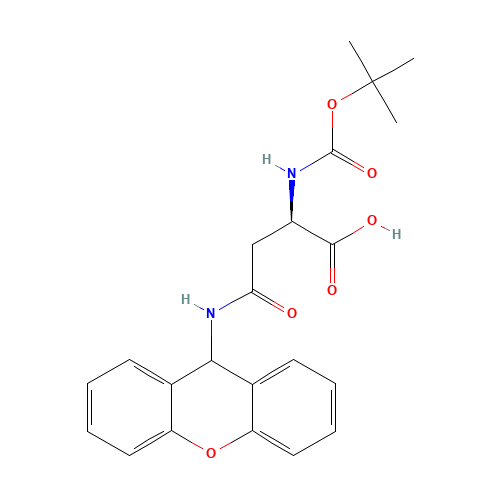 (2R)-2-[(2-methylpropan-2-yl)oxycarbonylamino]-4-oxo-4-(9H-xanthen-9-ylamino)butanoic acid (CAS: 200192-48-9) - Chemical Structure and Molecular Formula 