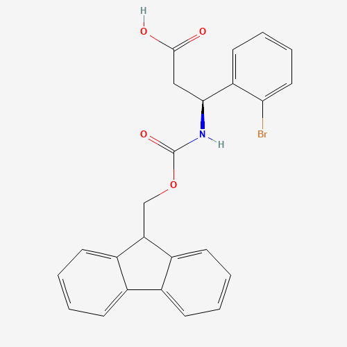 (3S)-3-(2-bromophenyl)-3-(9H-fluoren-9-ylmethoxycarbonylamino)propanoic acid (CAS: 507472-17-5) - Chemical Structure and Molecular Formula 
