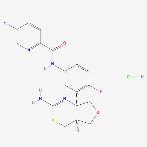 N-[3-[(4aS,7aS)-2-amino-4,4a,5,7-tetrahydrofuro[3,4-d][1,3]thiazin-7a-yl]-4-fluorophenyl]-5-fluoropyridine-2-carboxamide;hydrochloride (CAS: 1262036-49-6) - Related Chemical Product