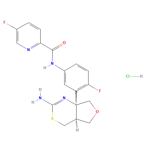 N-[3-[(4aS,7aS)-2-amino-4,4a,5,7-tetrahydrofuro[3,4-d][1,3]thiazin-7a-yl]-4-fluorophenyl]-5-fluoropyridine-2-carboxamide;hydrochloride (CAS: 1262036-49-6) - Related Chemical Product