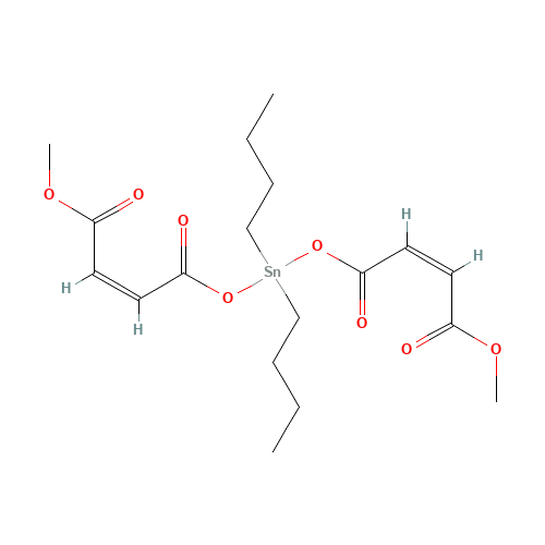 4-O-[dibutyl-[(Z)-4-methoxy-4-oxobut-2-enoyl]oxystannyl] 1-O-methyl (Z)-but-2-enedioate (CAS: 15546-11-9) - Chemical Structure and Molecular Formula 