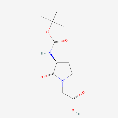 2-[(3S)-3-[(2-methylpropan-2-yl)oxycarbonylamino]-2-oxopyrrolidin-1-yl]acetic acid (CAS: 79839-26-2) - Chemical Structure and Molecular Formula 