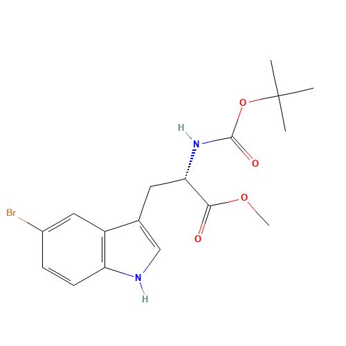 methyl (2S)-3-(5-bromo-1H-indol-3-yl)-2-[(2-methylpropan-2-yl)oxycarbonylamino]propanoate (CAS: 1257851-13-0) - Chemical Structure and Molecular Formula 