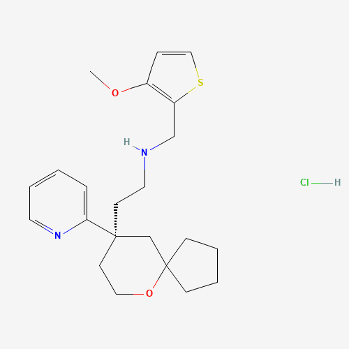 N-[(3-methoxythiophen-2-yl)methyl]-2-[(9R)-9-pyridin-2-yl-6-oxaspiro[4.5]decan-9-yl]ethanamine;hydrochloride (CAS: 1401031-39-7) - Chemical Structure and Molecular Formula 