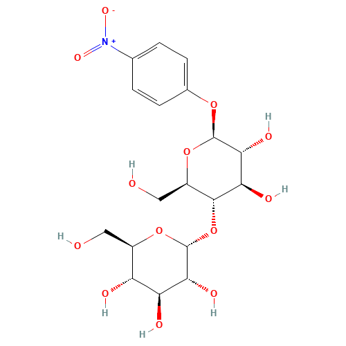 (2R,3R,4S,5S,6R)-2-[(2R,3S,4R,5R,6S)-4,5-dihydroxy-2-(hydroxymethyl)-6-(4-nitrophenoxy)oxan-3-yl]oxy-6-(hydroxymethyl)oxane-3,4,5-triol (CAS: 56846-39-0) - Chemical Structure and Molecular Formula 