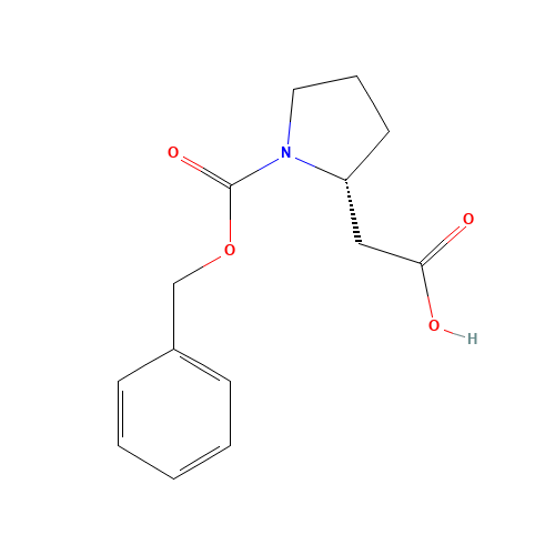 2-[(2R)-1-phenylmethoxycarbonylpyrrolidin-2-yl]acetic acid (CAS: 61350-64-9) - Chemical Structure and Molecular Formula 