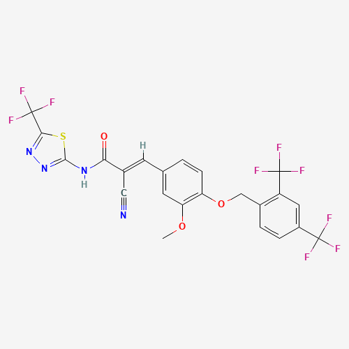 (E)-3-[4-[[2,4-bis(trifluoromethyl)phenyl]methoxy]-3-methoxyphenyl]-2-cyano-N-[5-(trifluoromethyl)-1,3,4-thiadiazol-2-yl]prop-2-enamide (CAS: 725247-18-7) - Related Chemical Product