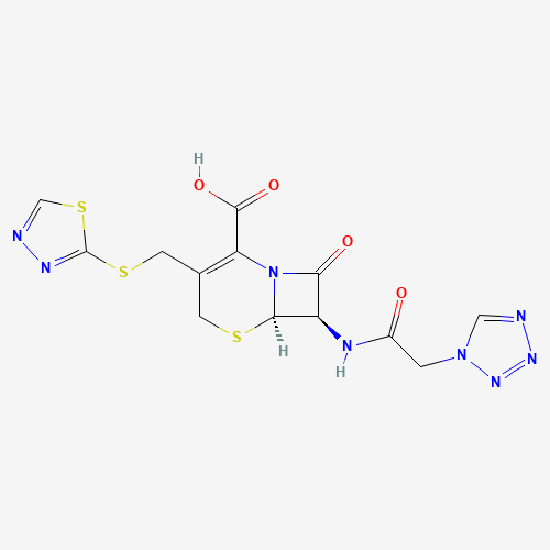 (6R,7R)-8-oxo-7-[[2-(tetrazol-1-yl)acetyl]amino]-3-(1,3,4-thiadiazol-2-ylsulfanylmethyl)-5-thia-1-azabicyclo[4.2.0]oct-2-ene-2-carboxylic acid (CAS: 26973-24-0) - Related Chemical Product