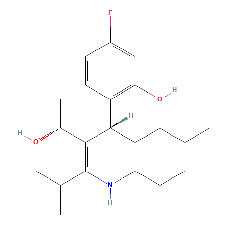 5-fluoro-2-[(4R)-3-[(1R)-1-hydroxyethyl]-2,6-di(propan-2-yl)-5-propyl-1,4-dihydropyridin-4-yl]phenol (CAS: 202917-17-7) - Related Chemical Product