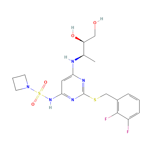 N-[2-[(2,3-difluorophenyl)methylsulfanyl]-6-[[(2R,3R)-3,4-dihydroxybutan-2-yl]amino]pyrimidin-4-yl]azetidine-1-sulfonamide (CAS: 1204707-71-0) - Related Chemical Product