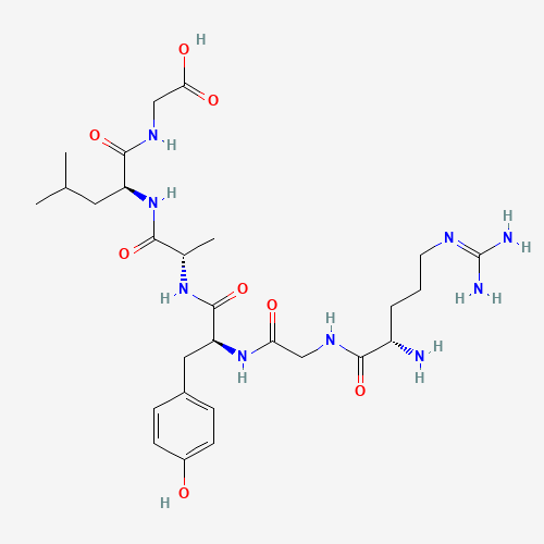 2-[[(2S)-2-[[(2S)-2-[[(2S)-2-[[2-[[(2S)-2-amino-5-(diaminomethylideneamino)pentanoyl]amino]acetyl]amino]-3-(4-hydroxyphenyl)propanoyl]amino]propanoyl]amino]-4-methylpentanoyl]amino]acetic acid (CAS: 59587-24-5) - Chemical Structure and Molecular Formula 