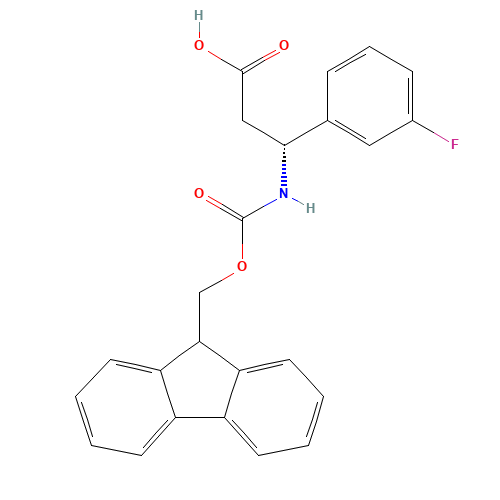 (3R)-3-(9H-fluoren-9-ylmethoxycarbonylamino)-3-(3-fluorophenyl)propanoic acid (CAS: 511272-51-8) - Chemical Structure and Molecular Formula 