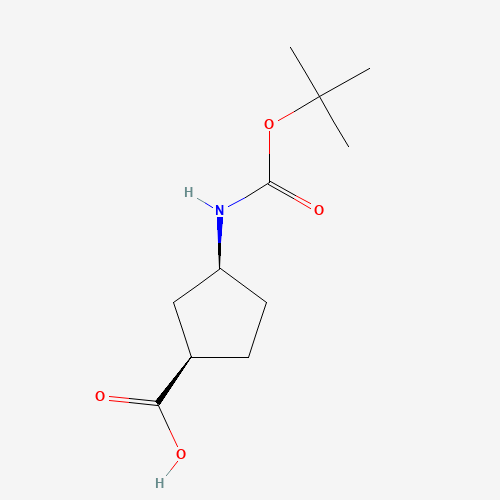 (1R,3S)-3-[(2-methylpropan-2-yl)oxycarbonylamino]cyclopentane-1-carboxylic acid (CAS: 410090-37-8) - Chemical Structure and Molecular Formula 
