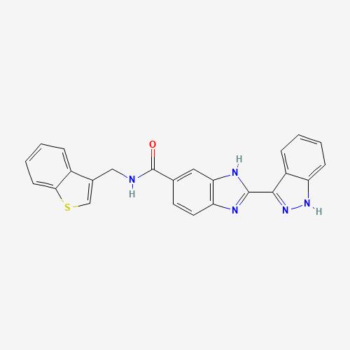 (2E)-N-(1-benzothiophen-3-ylmethyl)-2-(1,2-dihydroindazol-3-ylidene)benzimidazole-5-carboxamide (CAS: 518355-50-5) - Related Chemical Product