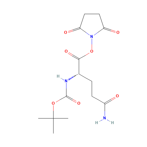 (2,5-dioxopyrrolidin-1-yl) (2S)-5-amino-2-[(2-methylpropan-2-yl)oxycarbonylamino]-5-oxopentanoate (CAS: 18800-78-7) - Chemical Structure and Molecular Formula 