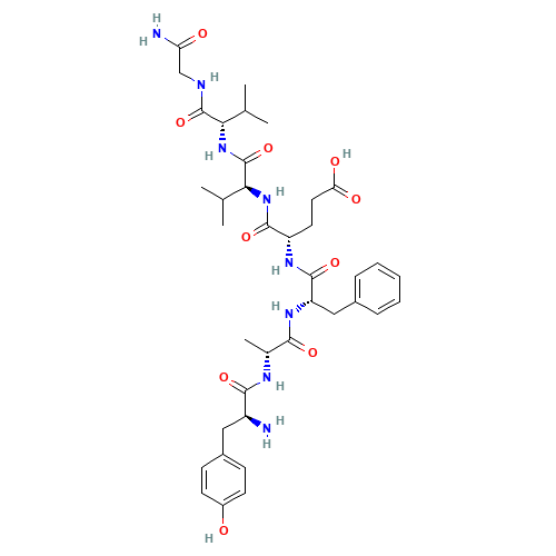 (4S)-4-[[(2S)-2-[[(2R)-2-[[(2S)-2-amino-3-(4-hydroxyphenyl)propanoyl]amino]propanoyl]amino]-3-phenylpropanoyl]amino]-5-[[(2S)-1-[[(2S)-1-[(2-amino-2-oxoethyl)amino]-3-methyl-1-oxobutan-2-yl]amino]-3-methyl-1-oxobutan-2-yl]amino]-5-oxopentanoic acid (CAS: 122752-16-3) - Related Chemical Product