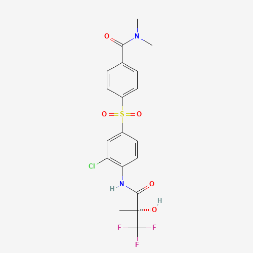 4-[3-chloro-4-[[(2R)-3,3,3-trifluoro-2-hydroxy-2-methylpropanoyl]amino]phenyl]sulfonyl-N,N-dimethylbenzamide (CAS: 252017-04-2) - Chemical Structure and Molecular Formula 