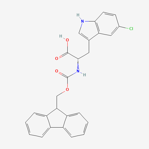 (2S)-3-(5-chloro-1H-indol-3-yl)-2-(9H-fluoren-9-ylmethoxycarbonylamino)propanoic acid (CAS: 1257849-07-2) - Chemical Structure and Molecular Formula 