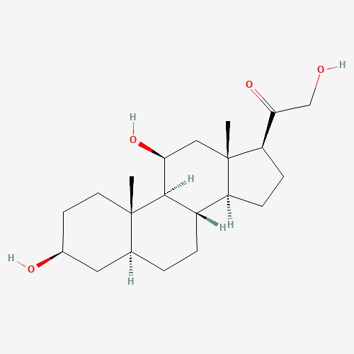 1-[(3S,5S,8S,9S,10S,11S,13S,14S,17S)-3,11-dihydroxy-10,13-dimethyl-2,3,4,5,6,7,8,9,11,12,14,15,16,17-tetradecahydro-1H-cyclopenta[a]phenanthren-17-yl]-2-hydroxyethanone (CAS: 516-16-5) - Chemical Structure and Molecular Formula 