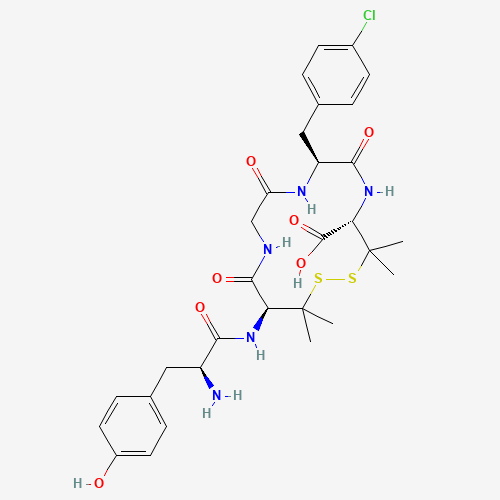 (4S,7S,13S)-13-[[(2S)-2-amino-3-(4-hydroxyphenyl)propanoyl]amino]-7-[(4-chlorophenyl)methyl]-3,3,14,14-tetramethyl-6,9,12-trioxo-1,2-dithia-5,8,11-triazacyclotetradecane-4-carboxylic acid (CAS: 122507-47-5) - Related Chemical Product