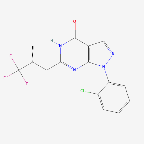 1-(2-chlorophenyl)-6-[(2R)-3,3,3-trifluoro-2-methylpropyl]-2H-pyrazolo[3,4-d]pyrimidin-4-one (CAS: 794568-92-6) - Chemical Structure and Molecular Formula 