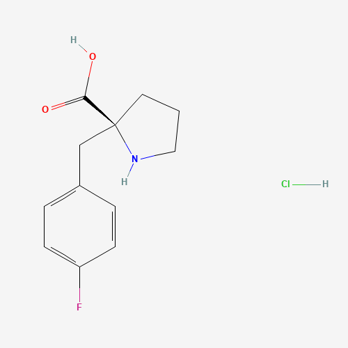 (2S)-2-[(4-fluorophenyl)methyl]pyrrolidine-2-carboxylic acid;hydrochloride (CAS: 1217752-28-7) - Chemical Structure and Molecular Formula 