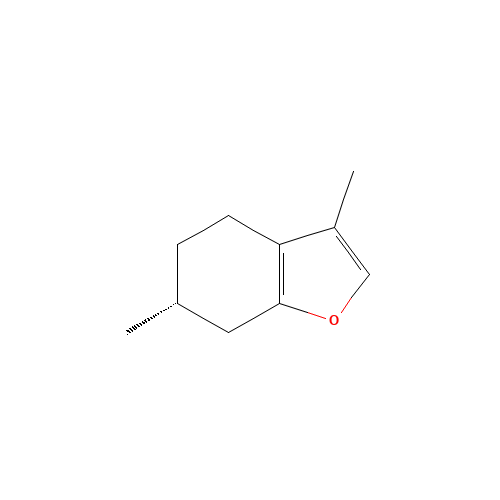 (6R)-3,6-dimethyl-4,5,6,7-tetrahydro-1-benzofuran (CAS: 17957-94-7) - Chemical Structure and Molecular Formula 